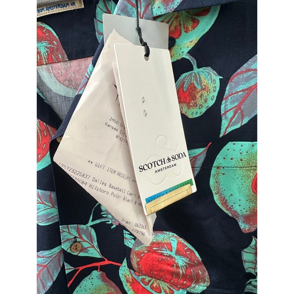 NWT Scotch & Soda Mens Amsterdam Colorful Fruit Print Button Camp Shirt Size XXL - Picture 8 of 11